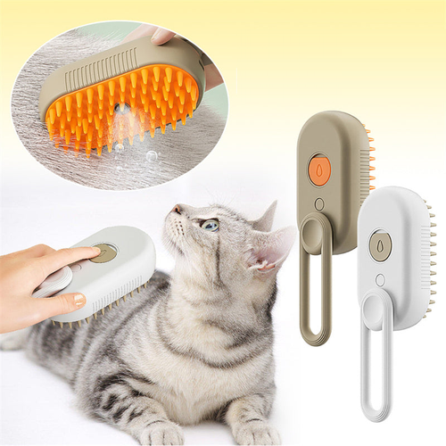 Brosse de massage pour animaux, vue avec un chat