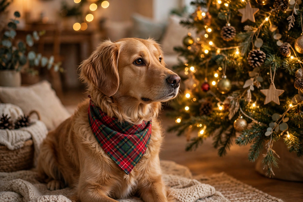 Bandana de Noël double épaisseur pour chien