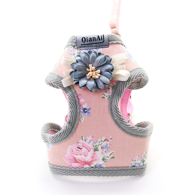 Harnais floral pour chien — style bohème, sécurité et élégance