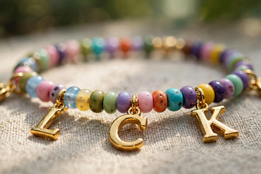 Collier de perles à lettres personnalisable