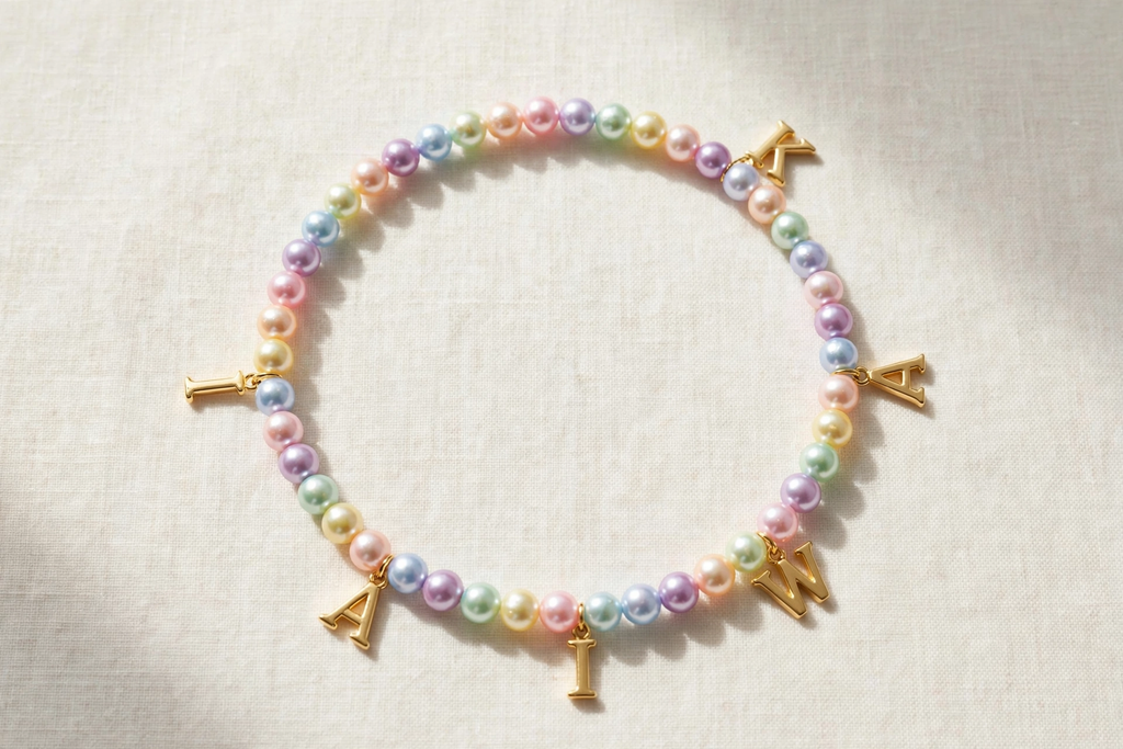 Collier de perles à lettres personnalisable