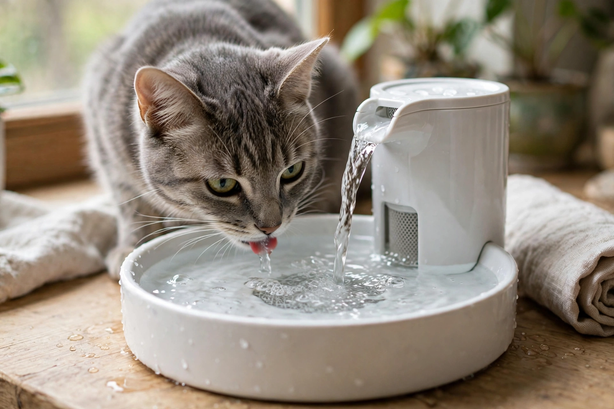 Water fountain with filter for cats and dogs